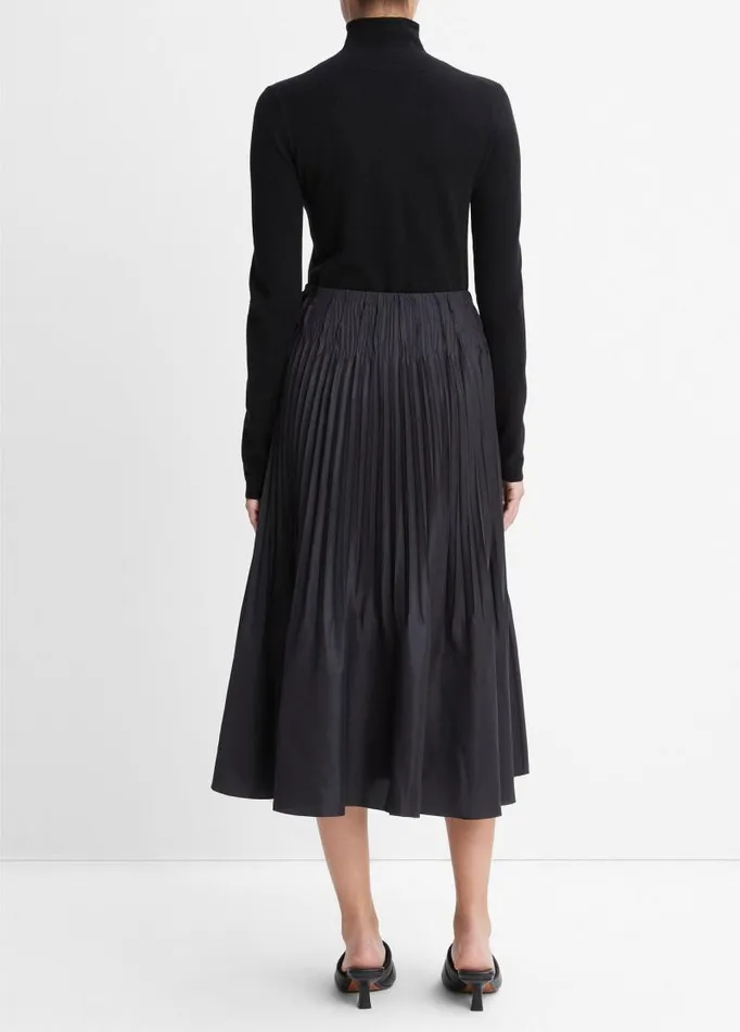 Women Skirts Vince PintuckPleated PullOn Skirt Black