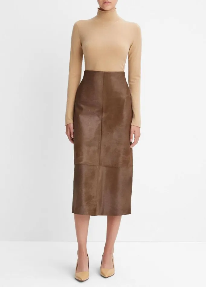 Women Skirts Vince Pony Hair Straight Skirt Sequoia