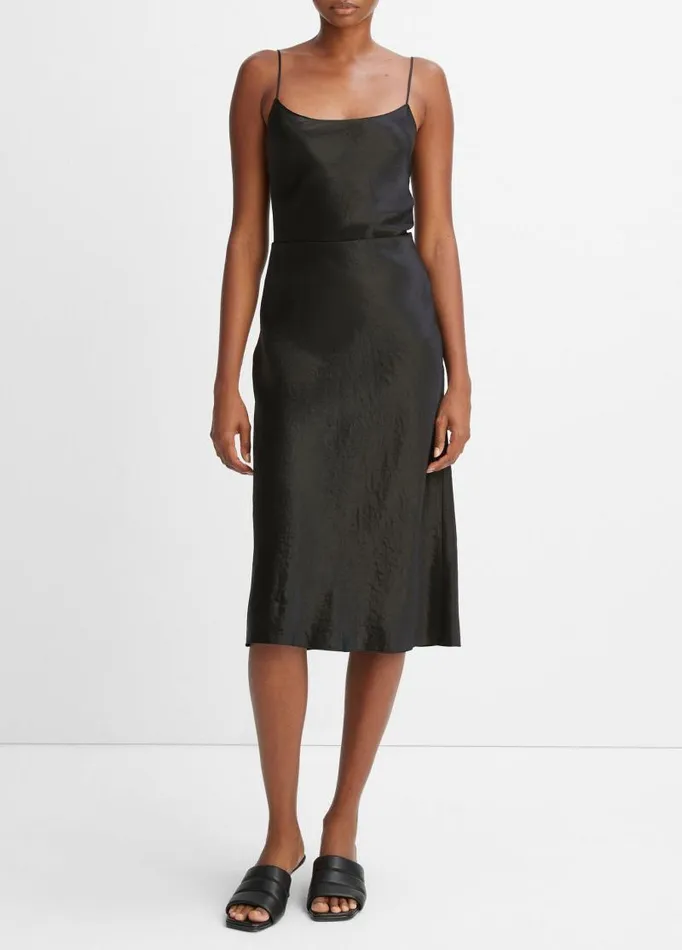 Women Skirts Vince Satin Slip Skirt Black