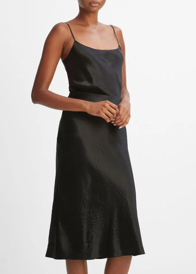 Women Skirts Vince Satin Slip Skirt Black