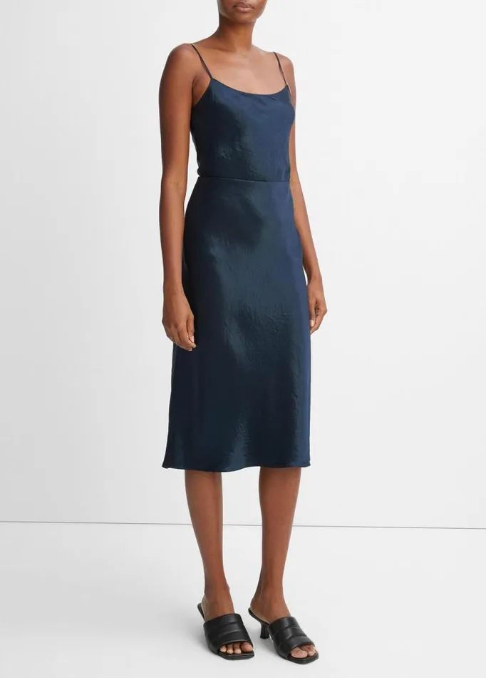 Women Skirts Vince Satin Slip Skirt Coastal Blue