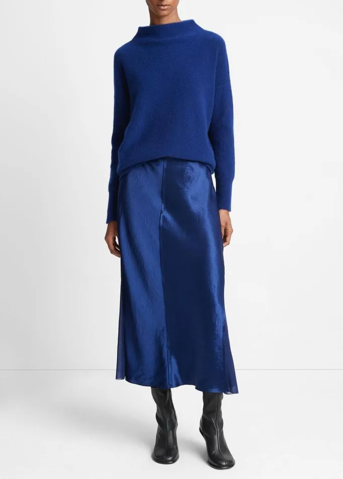 Women Skirts Vince SheerPaneled Slip Skirt Dark Caspian