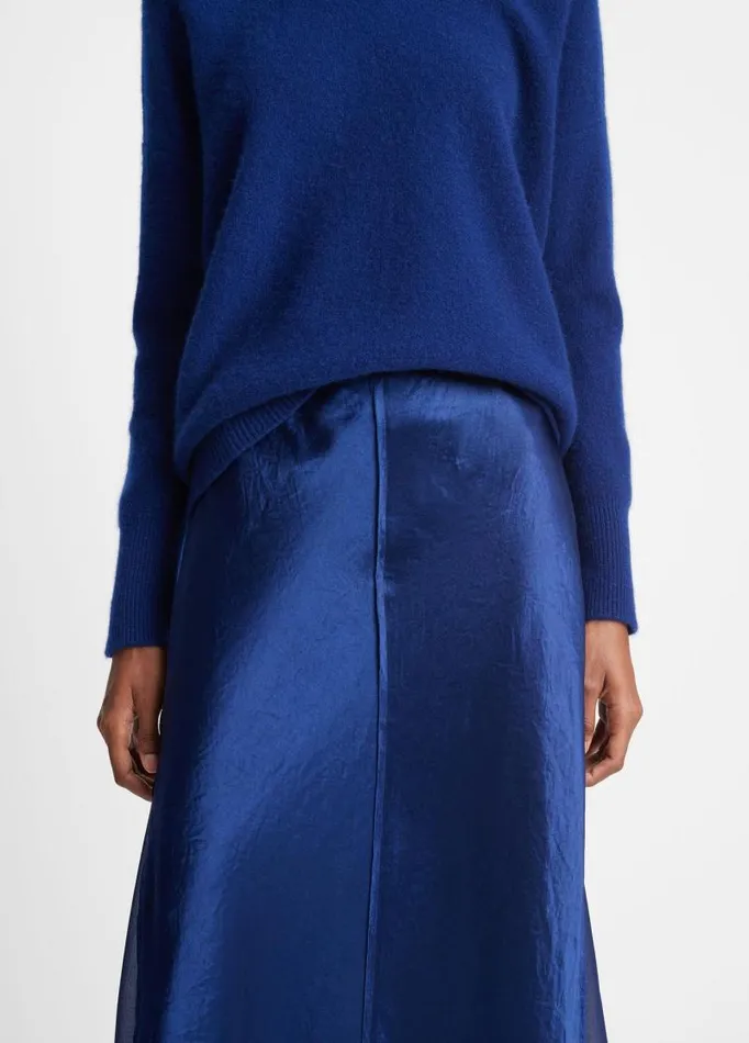 Women Skirts Vince SheerPaneled Slip Skirt Dark Caspian