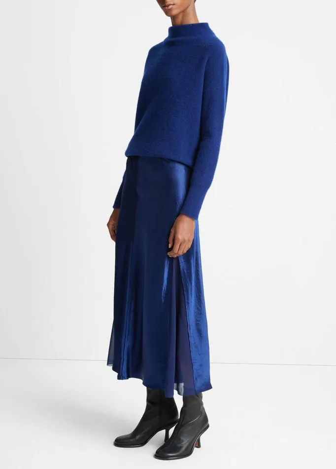 Women Skirts Vince SheerPaneled Slip Skirt Dark Caspian