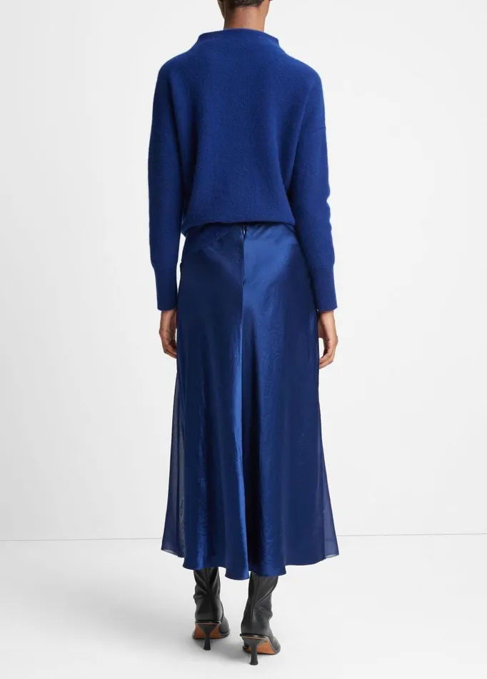 Women Skirts Vince SheerPaneled Slip Skirt Dark Caspian