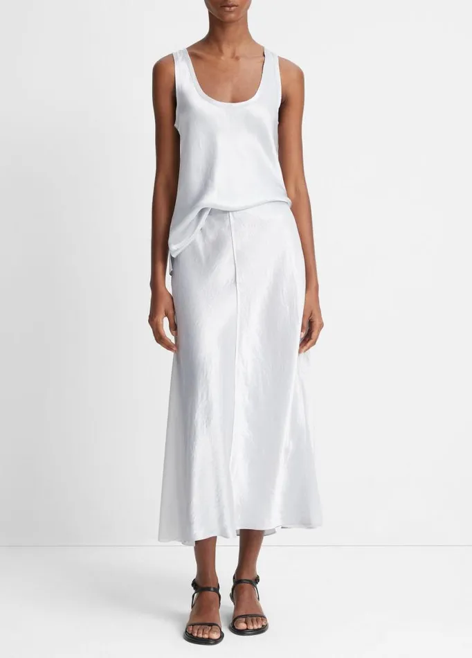 Women Skirts Vince SheerPaneled Slip Skirt Silverstone