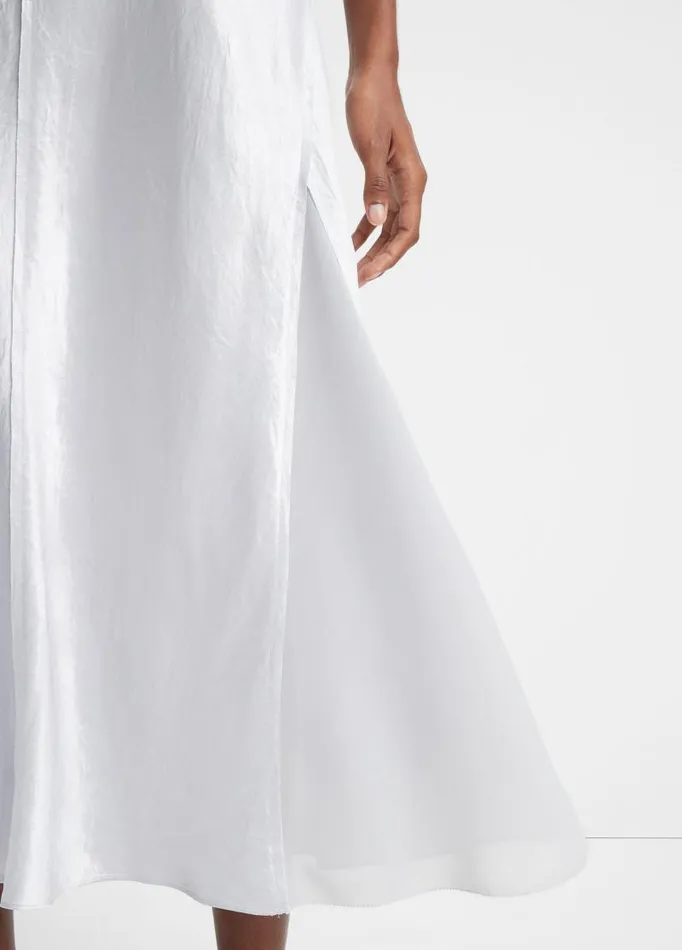 Women Skirts Vince SheerPaneled Slip Skirt Silverstone
