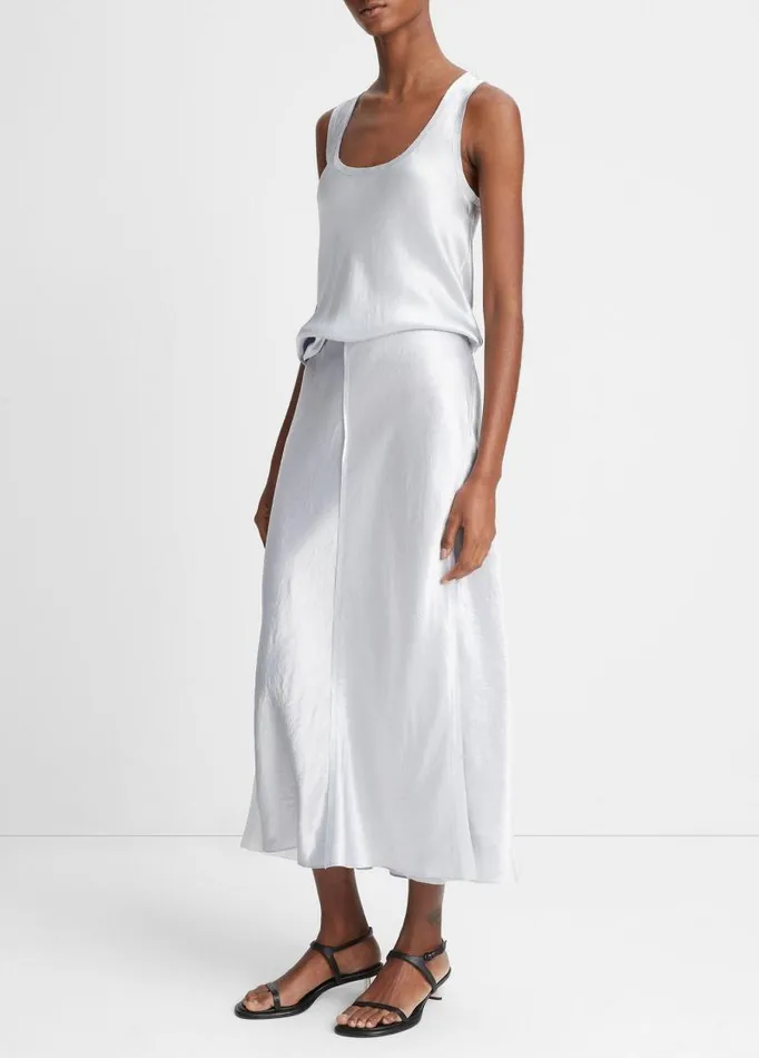 Women Skirts Vince SheerPaneled Slip Skirt Silverstone