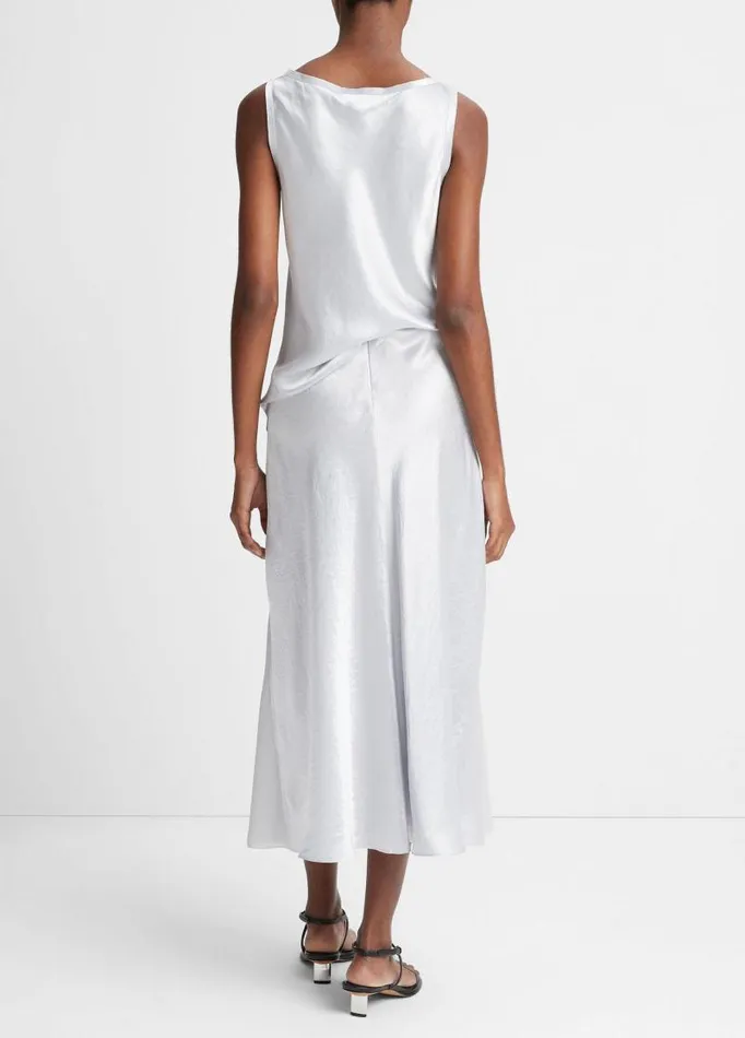 Women Skirts Vince SheerPaneled Slip Skirt Silverstone