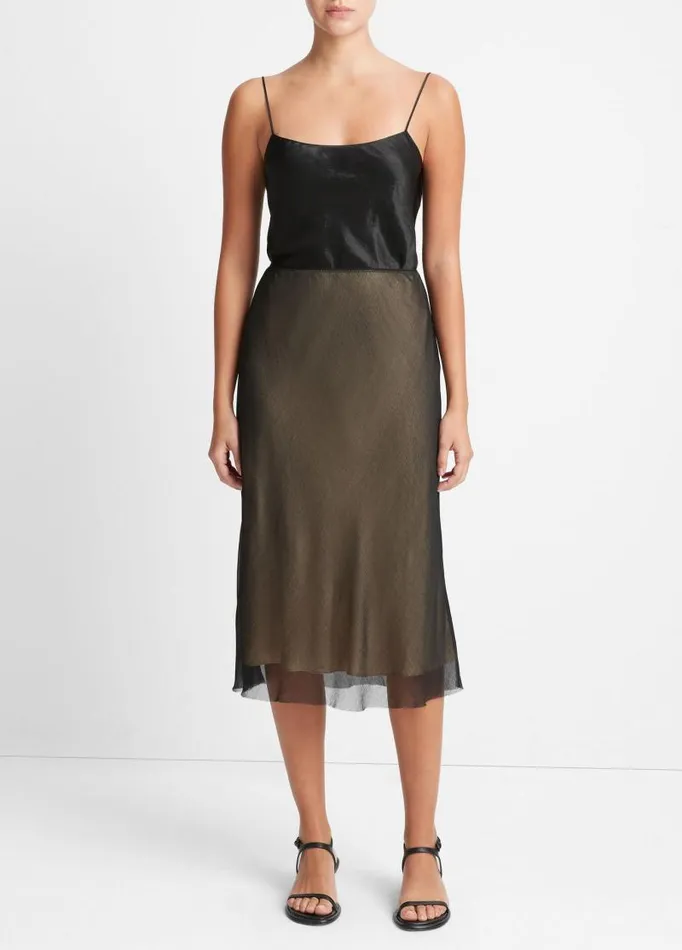 Women Skirts Vince Sheer Slip Skirt Blackchamois
