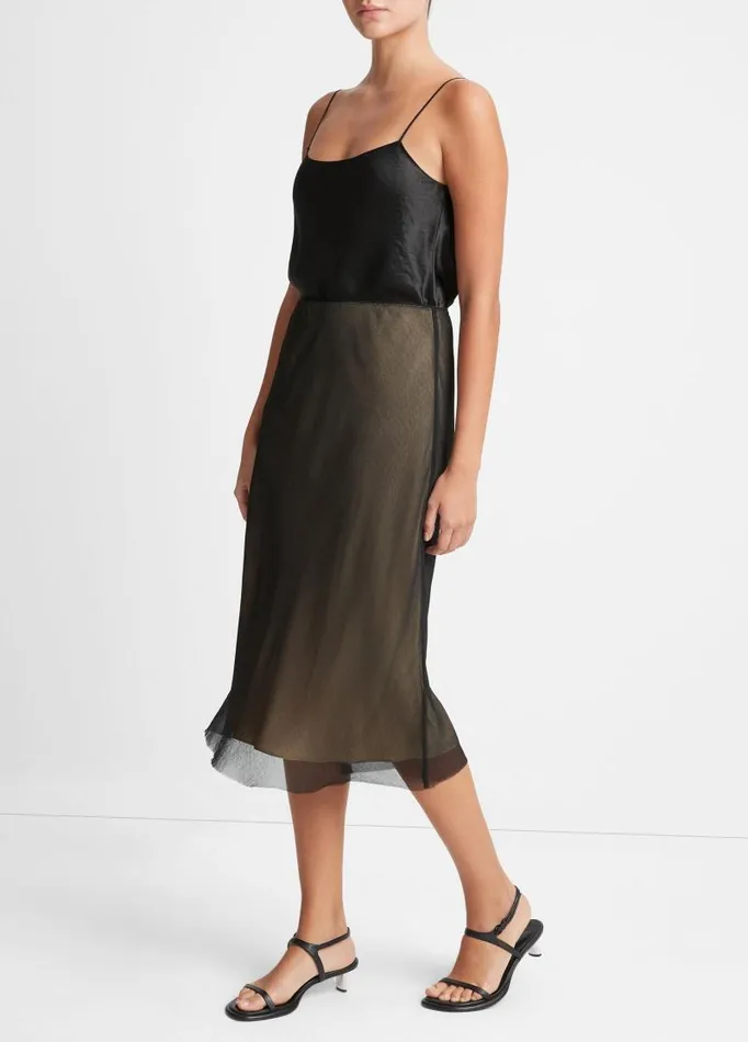 Women Skirts Vince Sheer Slip Skirt Blackchamois