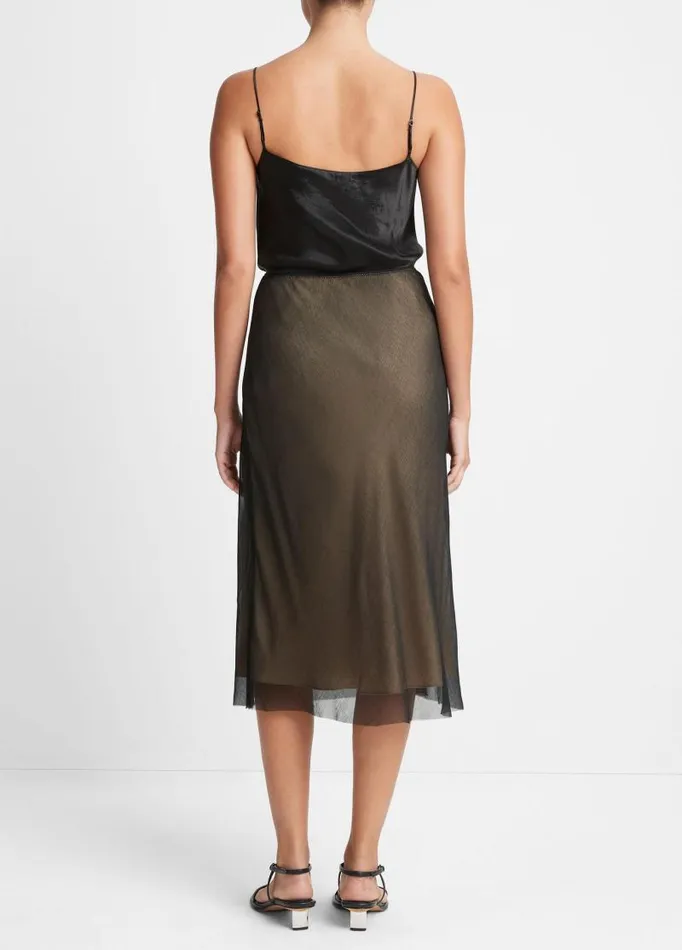 Women Skirts Vince Sheer Slip Skirt Blackchamois