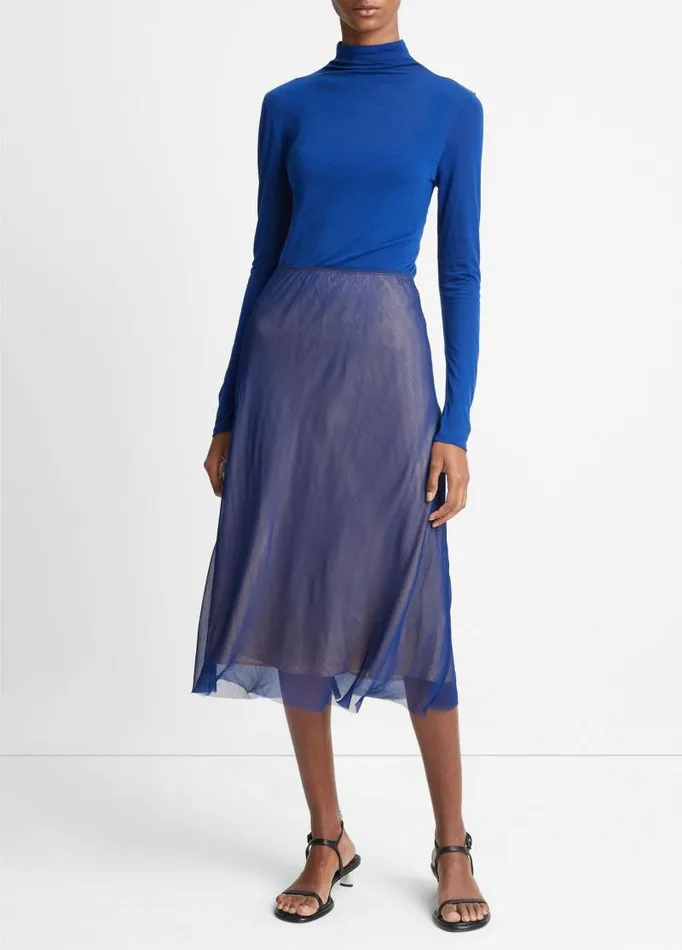 Women Skirts Vince Sheer Slip Skirt Dark Caspianchamois