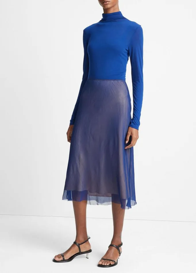 Women Skirts Vince Sheer Slip Skirt Dark Caspianchamois