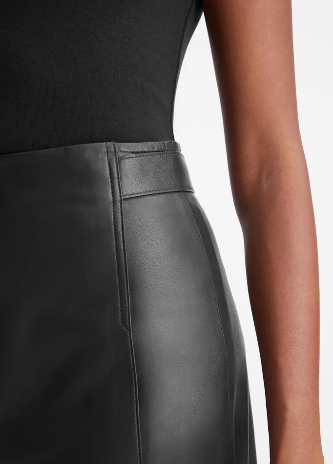 Women Skirts Vince Tailored Leather Skirt Black