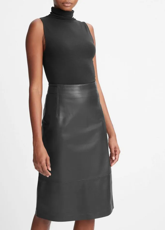 Women Skirts Vince Tailored Leather Skirt Black
