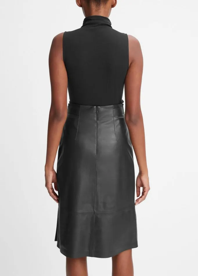 Women Skirts Vince Tailored Leather Skirt Black