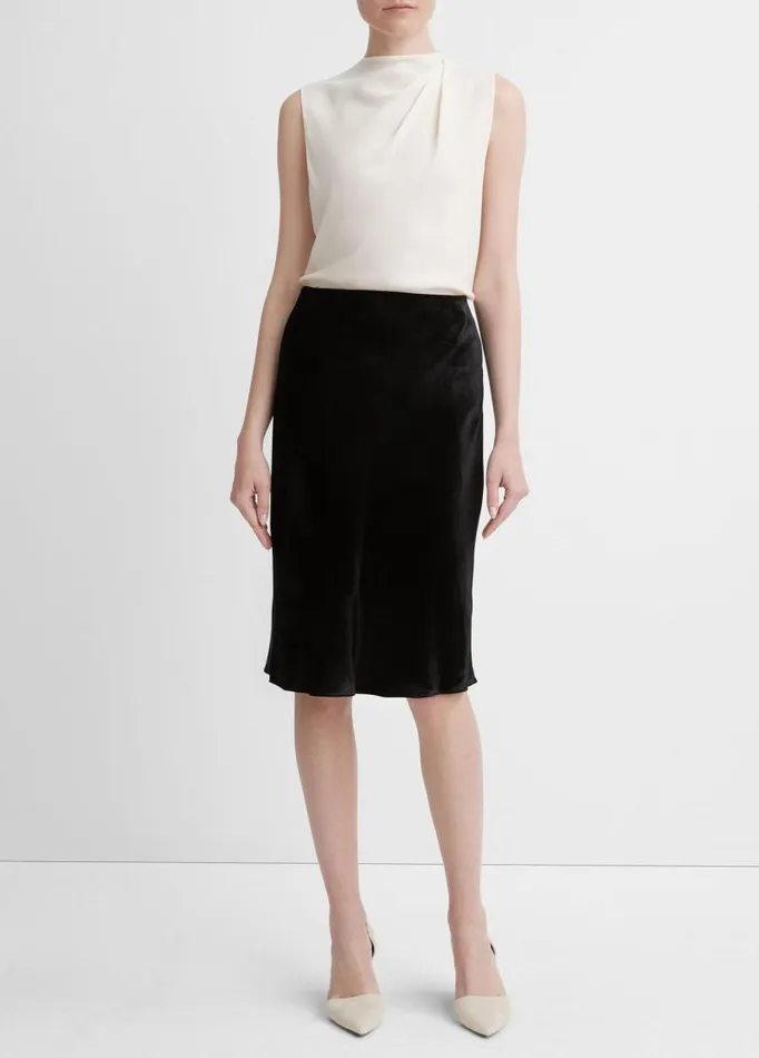 Women Skirts Vince Velvet Slip Skirt Black
