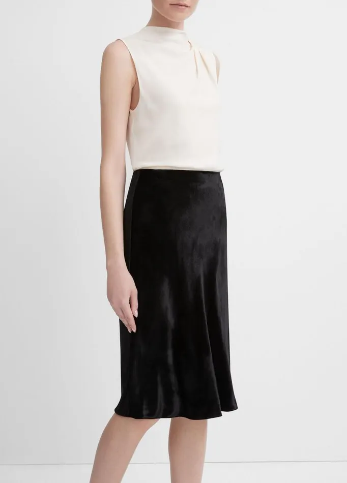 Women Skirts Vince Velvet Slip Skirt Black