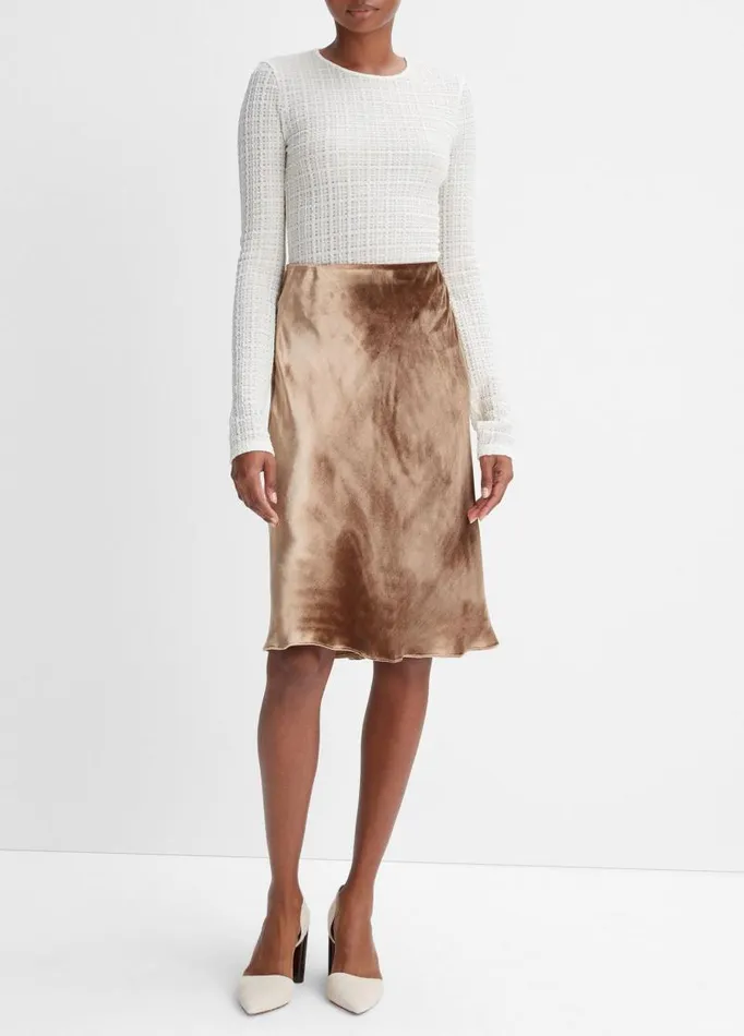 Women Skirts Vince Velvet Slip Skirt Gold Shadow