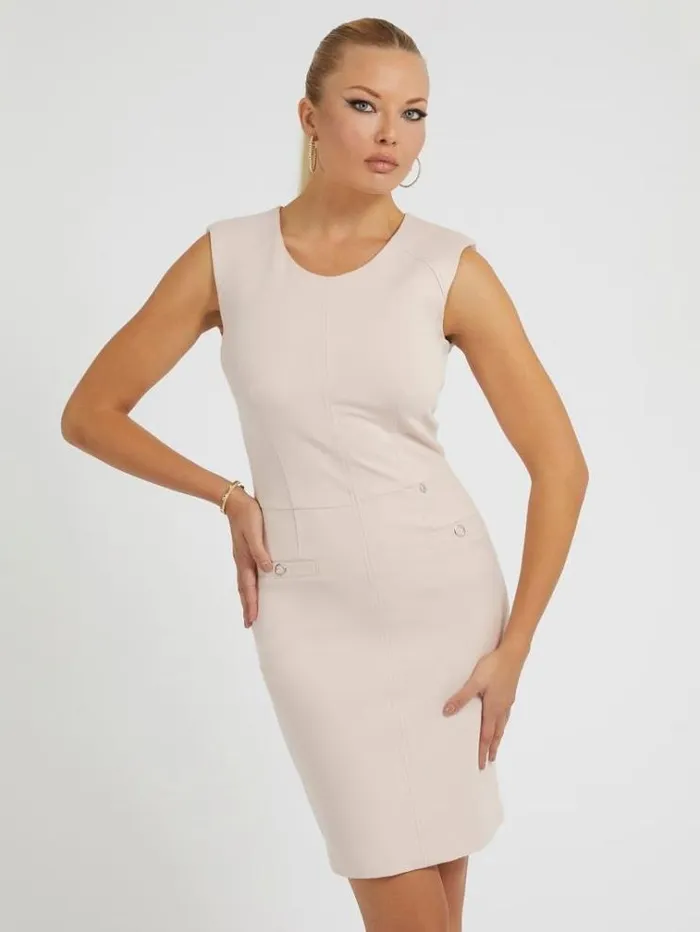 Women Sleeveless Bodycon Dress Powder Pink Guess Dresses And Jumpsuits