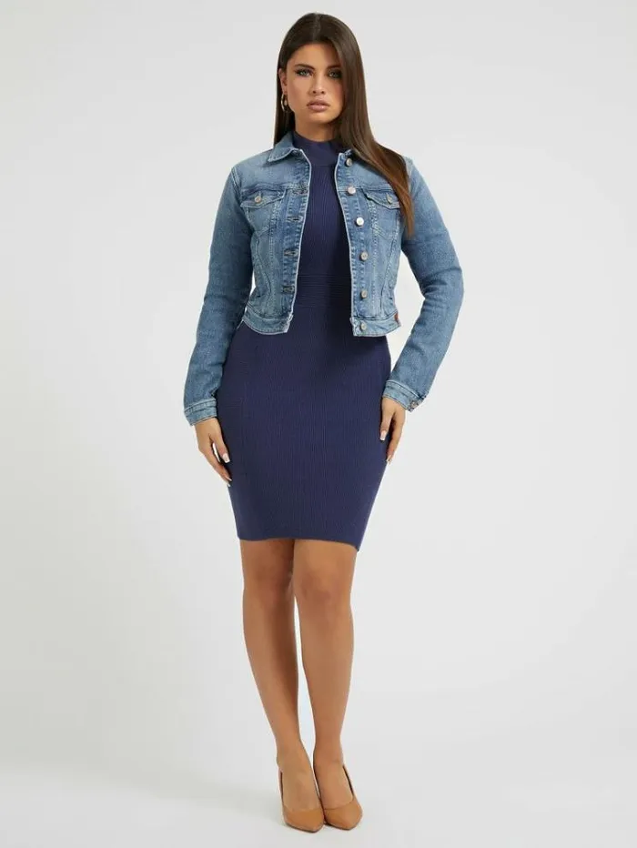 Women Slim Fit Denim Jacket Light Blue Guess Coats And Jackets