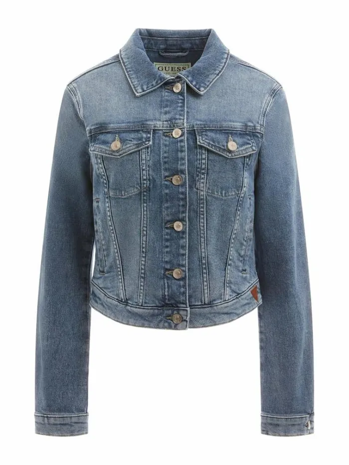 Women Slim Fit Denim Jacket Light Blue Guess Coats And Jackets