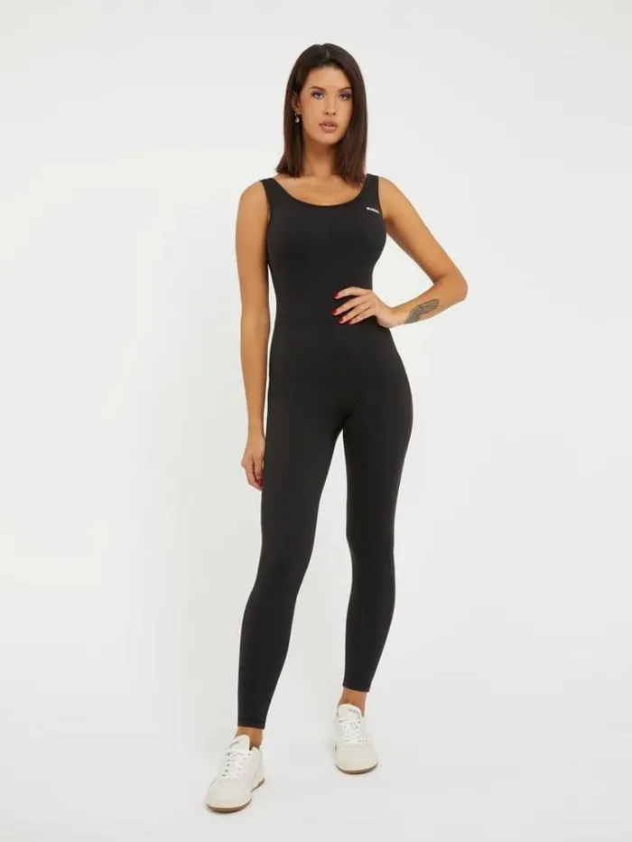 Women Small Logo Skinny Jumpsuit Black Guess Dresses And Jumpsuits