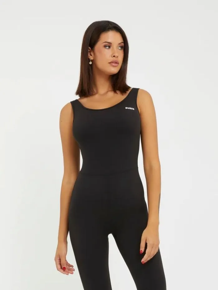 Women Small Logo Skinny Jumpsuit Black Guess Dresses And Jumpsuits