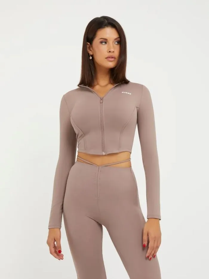 Women Small Logo Top Brown Guess Activewear