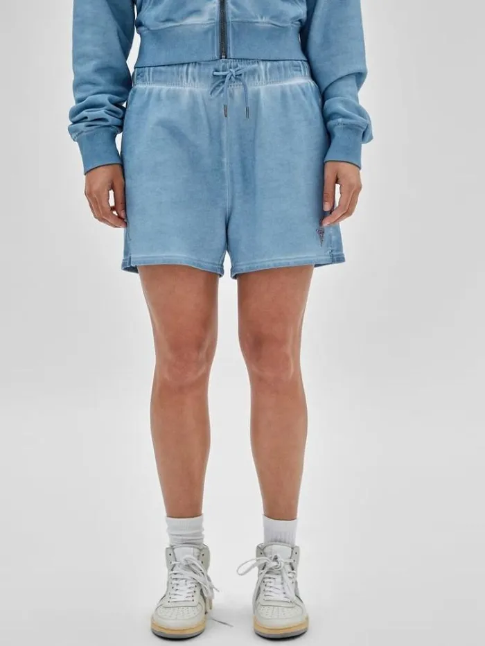 Women Small Triangle Logo Shorts Light Blue Guess Skirts And Shorts