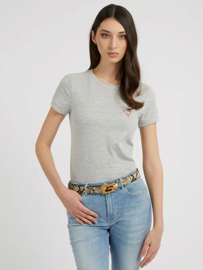 Women Small Triangle Logo Tshirt Grey Multi Guess Tshirts