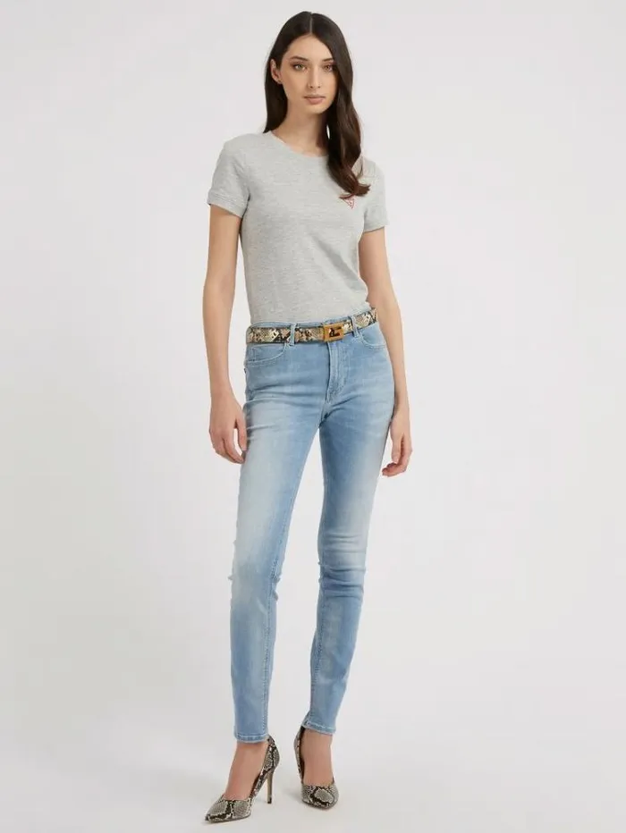 Women Small Triangle Logo Tshirt Grey Multi Guess Tshirts