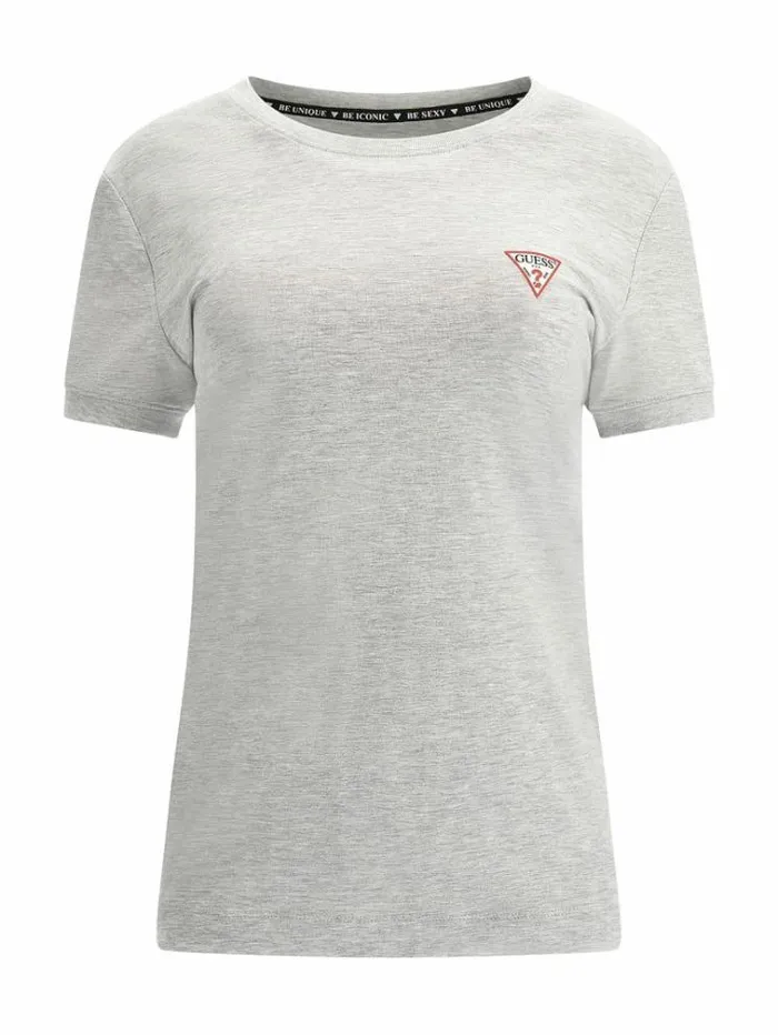 Women Small Triangle Logo Tshirt Grey Multi Guess Tshirts