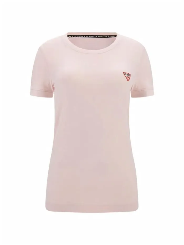 Women Small Triangle Logo Tshirt Pink Guess Tshirts