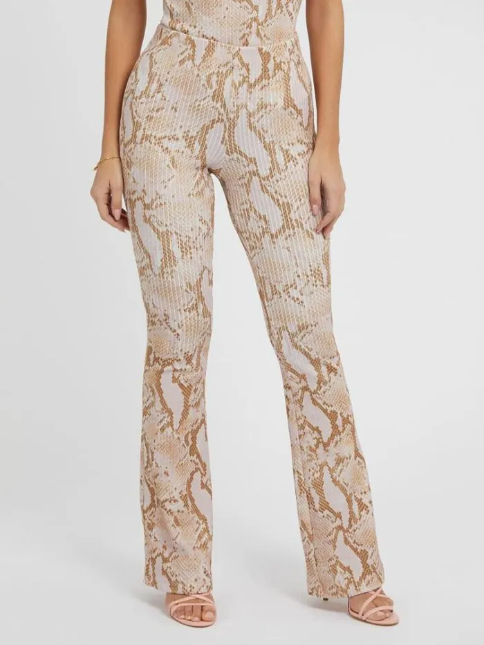Women Snake Print Sweater Pant Multi Pink Guess Trousers