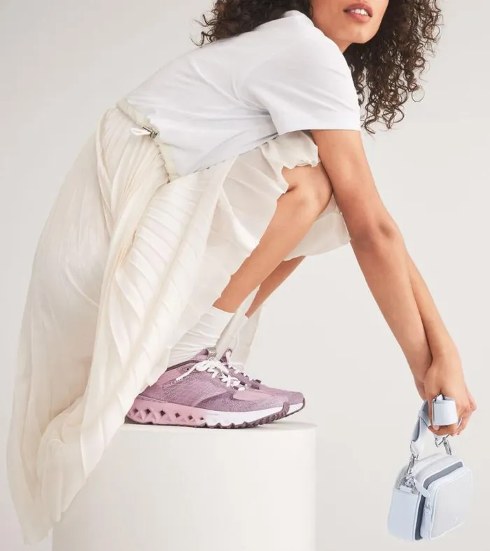 Women Sneakers Cole Haan 5ZERGRAND Embrostitch Running Shoes Mauveplum Purpleoptic White