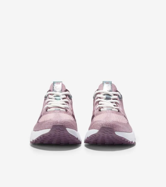 Women Sneakers Cole Haan 5ZERGRAND Embrostitch Running Shoes Mauveplum Purpleoptic White