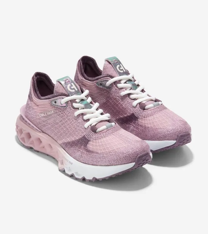 Women Sneakers Cole Haan 5ZERGRAND Embrostitch Running Shoes Mauveplum Purpleoptic White