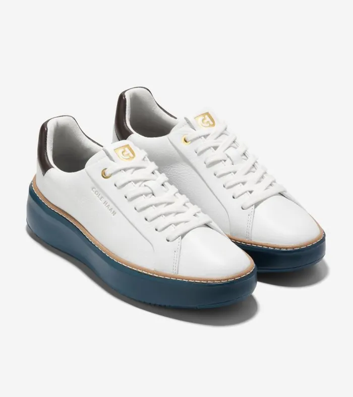 Women Sneakers Cole Haan Grandpr Topspin Sneakers Optic Whitechocolate Brownblue Wing Teal