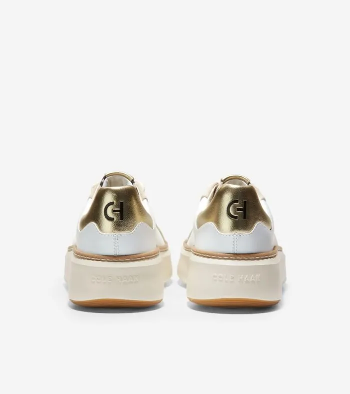 Women Sneakers Cole Haan GrandPr Topspin Sneakers Optic Whitegoldleopard Print