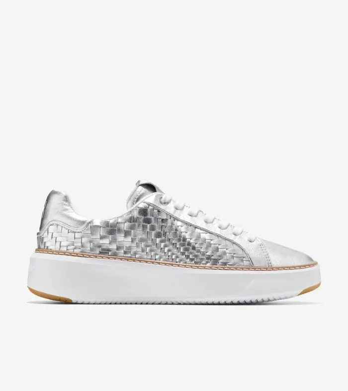 Women Sneakers Cole Haan Grandpr Topspin Sneakers Silver Genevieve Weaveoptic White Women Sneakers Cole Haan Grandpr Topspin Sneakers Silver Genevieve Weaveoptic White