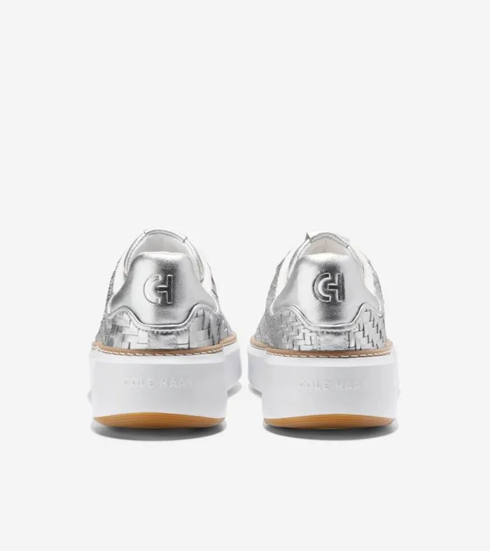 Women Sneakers Cole Haan Grandpr Topspin Sneakers Silver Genevieve Weaveoptic White