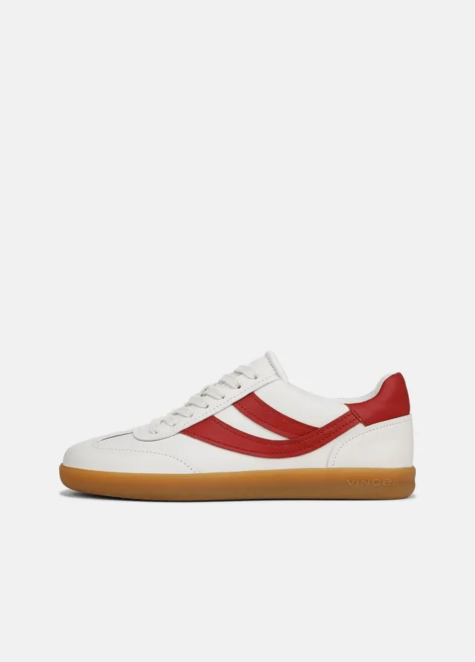 Women Sneakers Vince Oasis Leather And Suede Sneaker Chalk Whitedeep Ruby