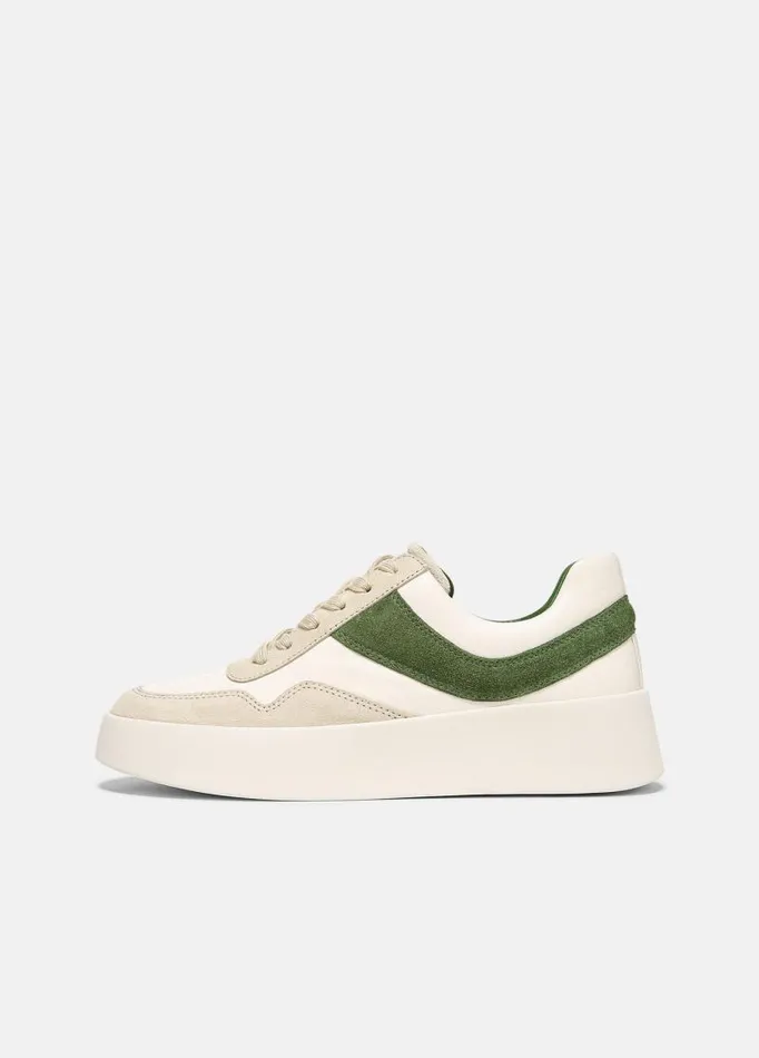 Women Sneakers Vince Warren Court Leather And Suede Sneaker Palm Leaf