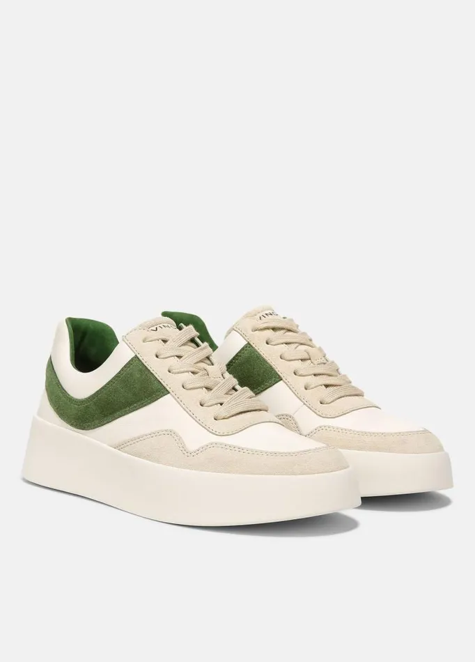 Women Sneakers Vince Warren Court Leather And Suede Sneaker Palm Leaf