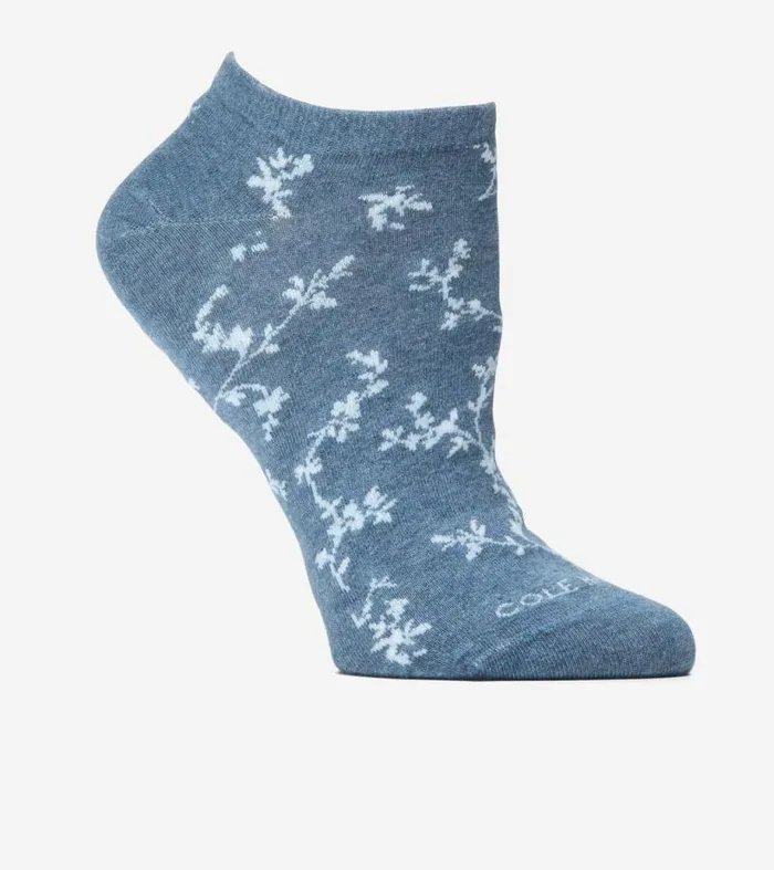 Women Socks Cole Haan Floral No Show Socks Denim Heather Blue