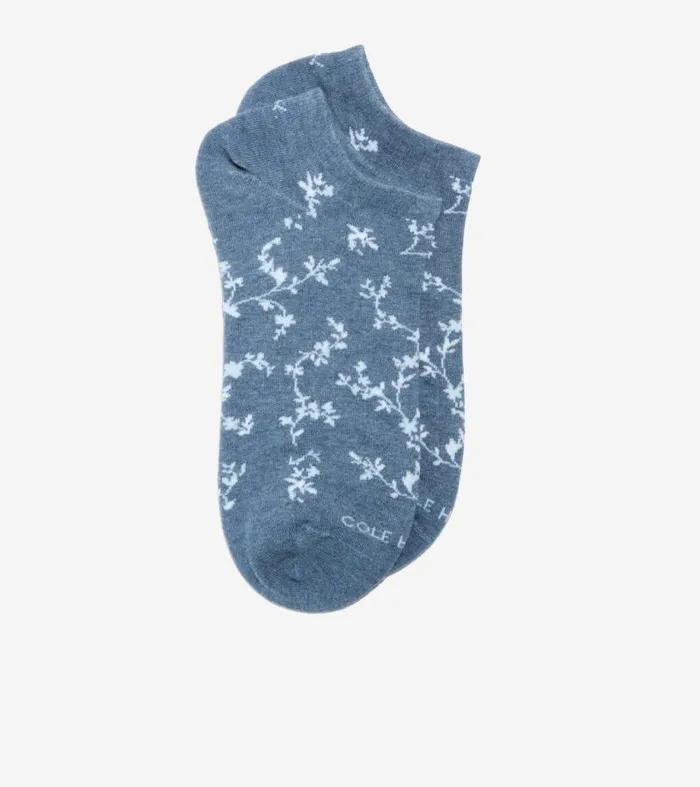 Women Socks Cole Haan Floral No Show Socks Denim Heather Blue
