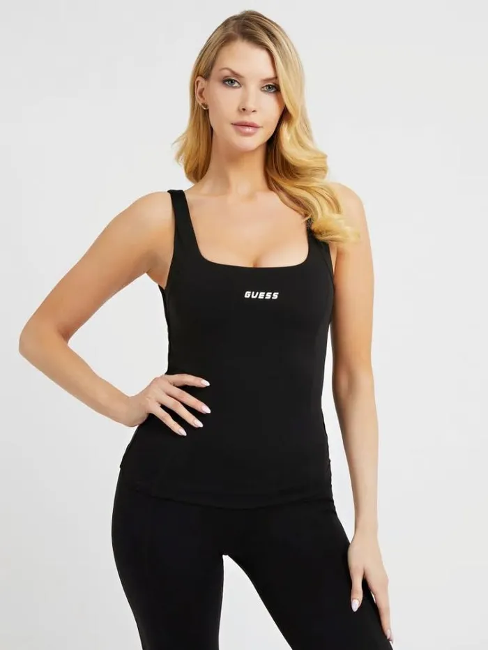 Women Soft Touch Fabric Active Tank Top Black Guess Activewear