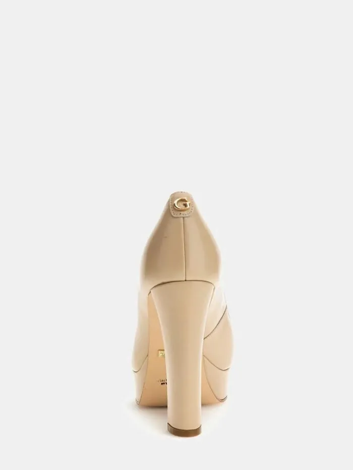 Women Soza Leather Opentoe Court Shoes Beige Guess Heels